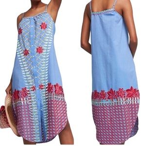 LILKA ESTINA CHAMBRAY EMBROIDERED SPAGHETTI STRAP DRESS SIZE XS NEW